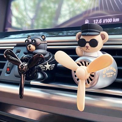 Cartoon Bear Pilot Car Air Freshener, Cute Bear Car Air Vent Perfume Pilot Ornaments, Car Fragrance Diffuser Decoration For Car Vehicle