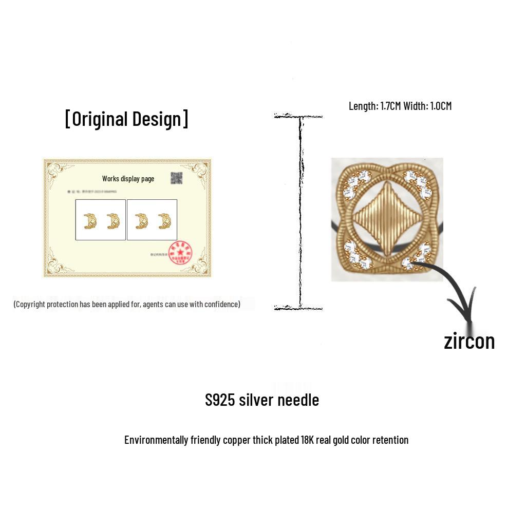 Boucles d'oreilles puces Zircon Étoile 18K Or – Style Cour Rétro Français Luxe