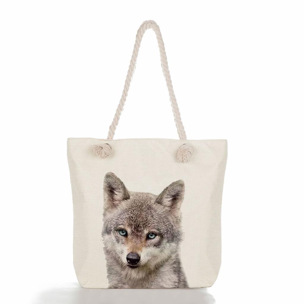 Cute Animals Print Thick Rope Single-shoulder Beach Bag 7210