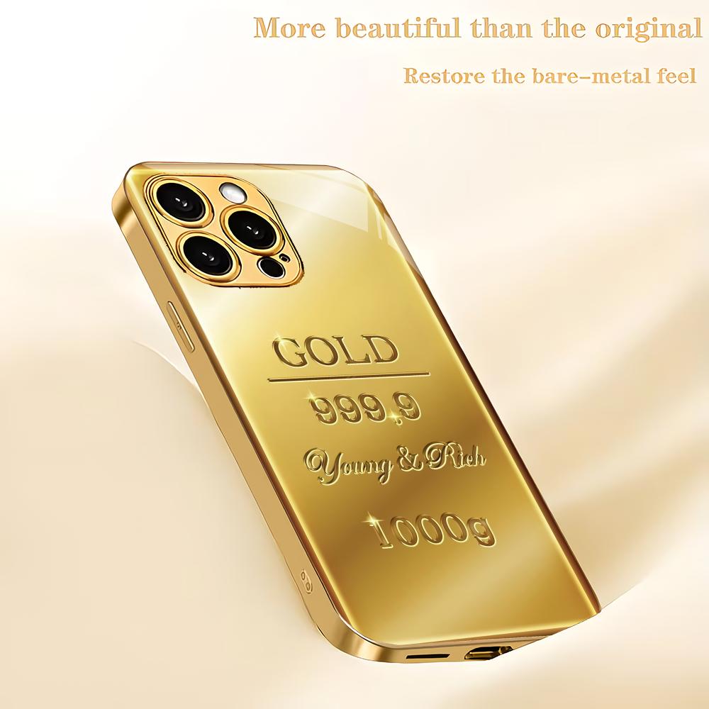 Kreative goldene Ziegel-galvanisierte Glas-Handyhülle geeignet für iPhone 17 16 15 14 13 12 11 Pro/Max/Plus stoßfeste Rückseite