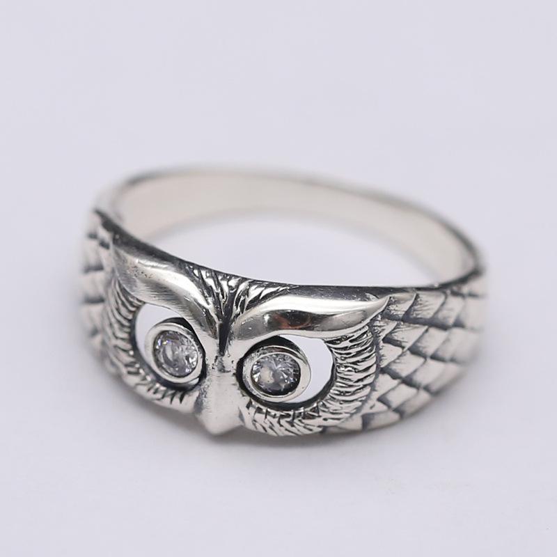 

Buyee 925 Sterling Silver Female Ring White Zircon Owl Big Size Ring for Men Women Fashion Animal Fine Jewelry Circle Gift 13