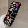 Korean Lovely Colorful Stars Phone Case For iPhone 11 12 13 14 15 16 Pro Max Plus XR X XS 7 8 Plus SE2 Glossy Black Soft Cover