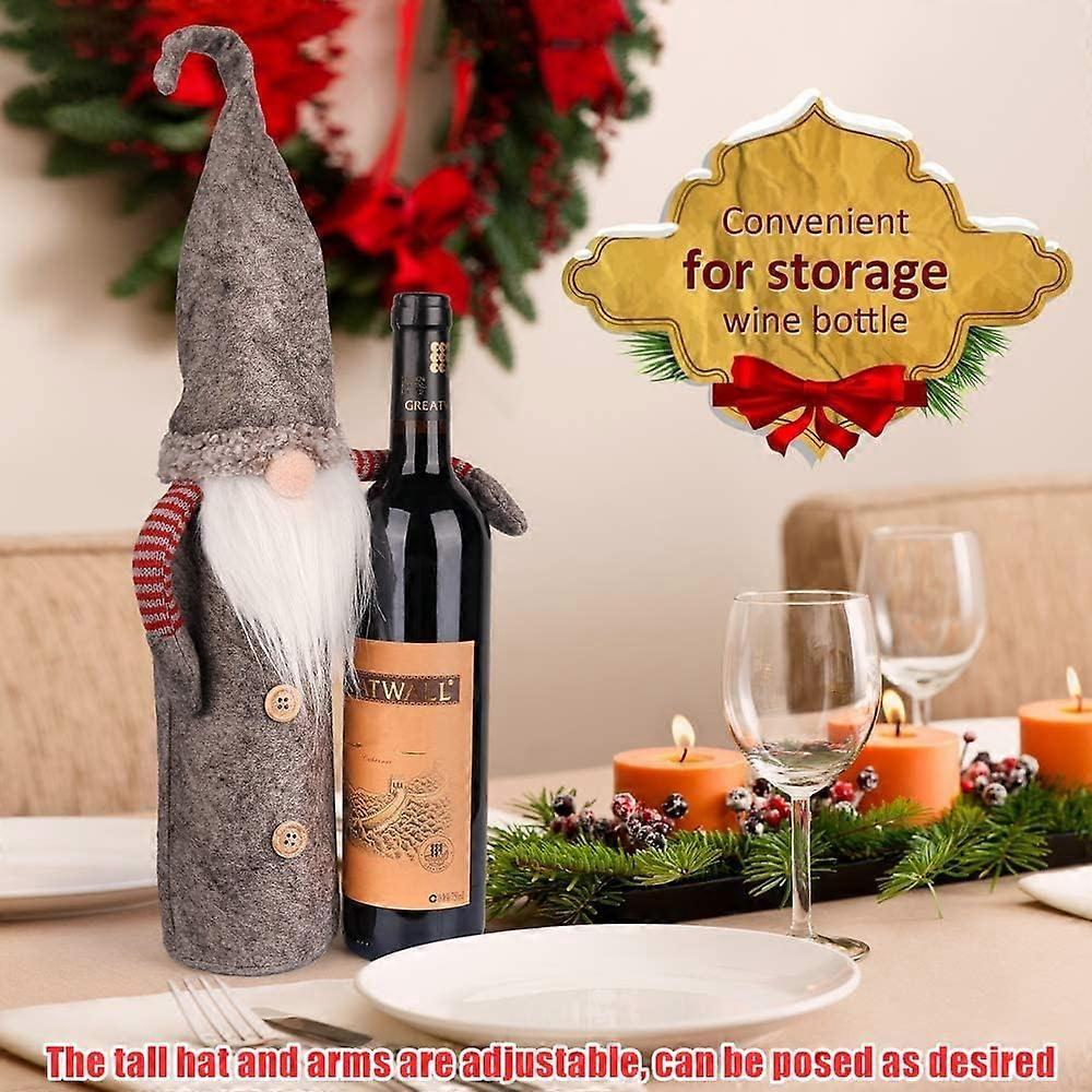 Pacote com 3 Tampas de Garrafa de Vinho de Natal, 3 Cores de Decorações para Garrafa de Vinho Sacos de Garrafa de Papai Noel com Cordão Decoração de Festa de Natal (27 x 13 cm)