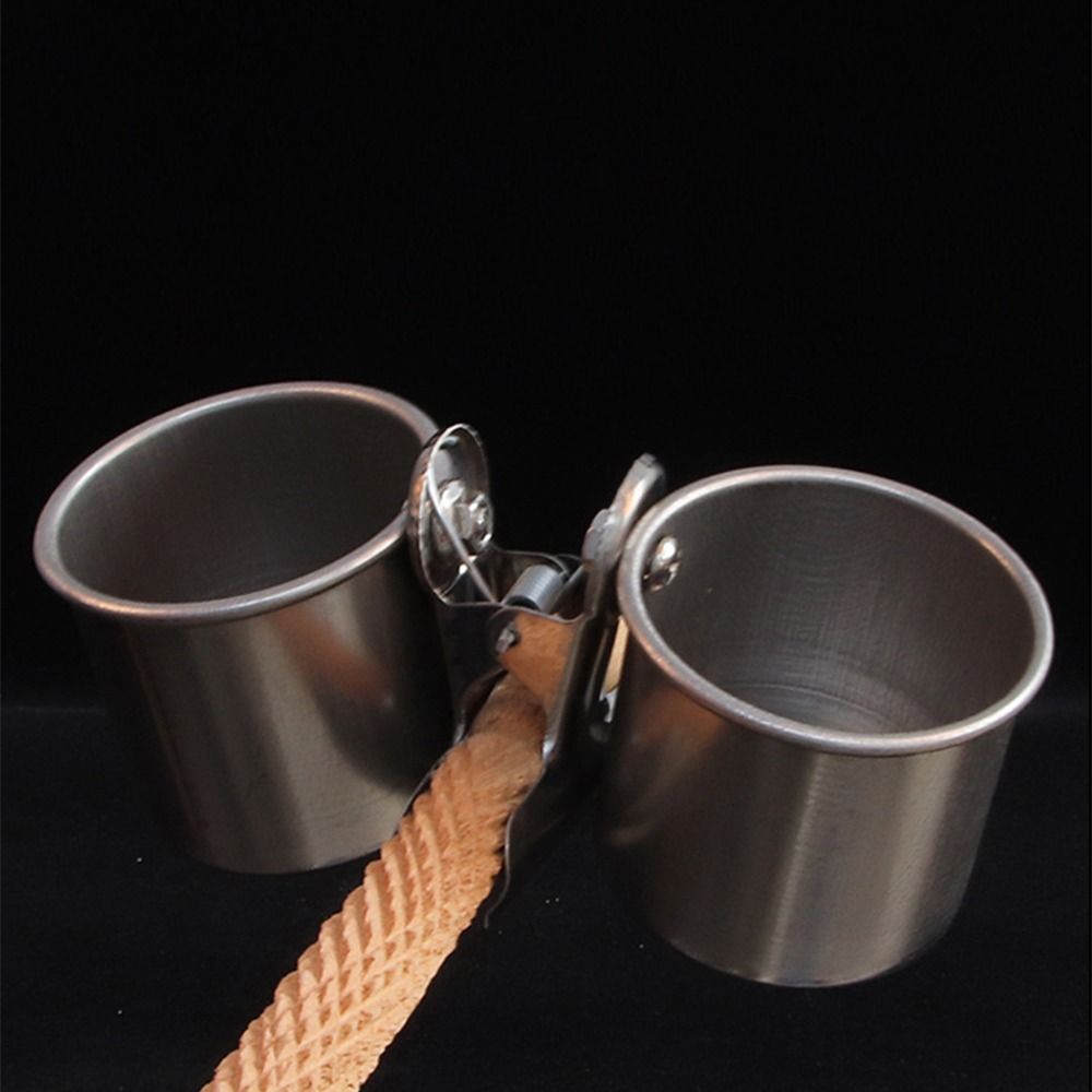 Detachable Bird Feeder Double Cups Stainless Steel Parrot Food Holder  Pet Supplies