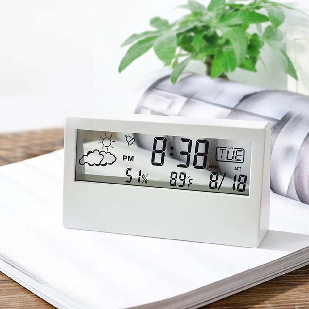 

Nightlight Backlight Temperature Calendar Large Number Electronic Clock LED Digital Alarm Clock White-Need Button battery