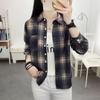 Women's Long Sleeve Retro Plaid Shirt - Korean Hong Kong Style, Loose Fit, Large Size, Spring/Autumn Casual Jacket.