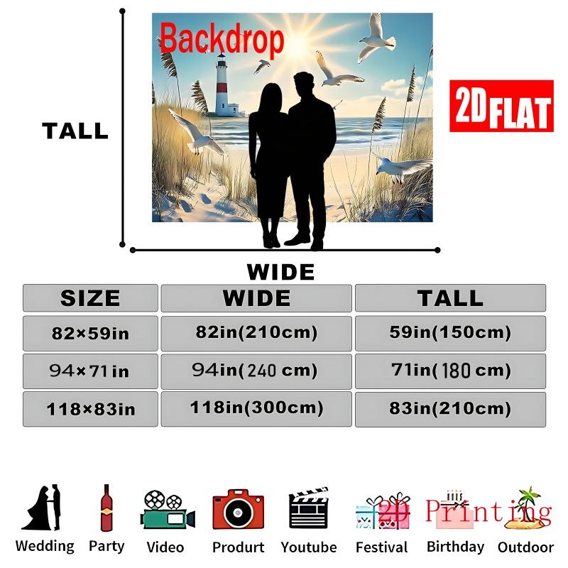 2D Flat Party Backdrop Banner - Deep Blue Ocean Lightning Storm Scene, Polyester Photo Background for Wedding, Birthday & Graduation Decor