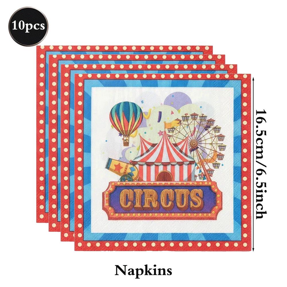 Circus Theme Party Supplies Carnival Animal Paper Plates Cups Tablecloth Balloons Clown Kids Birthday Decor Baby Shower Favors
