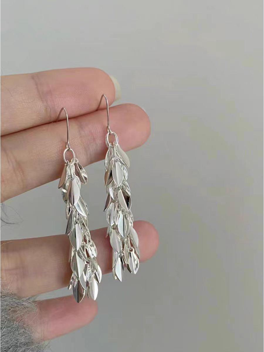 

Серьги-кисточки из сверкающей пшеницы 2025 года — уникальный стиль для женщин высшего класса Leaf Tassel Earrings