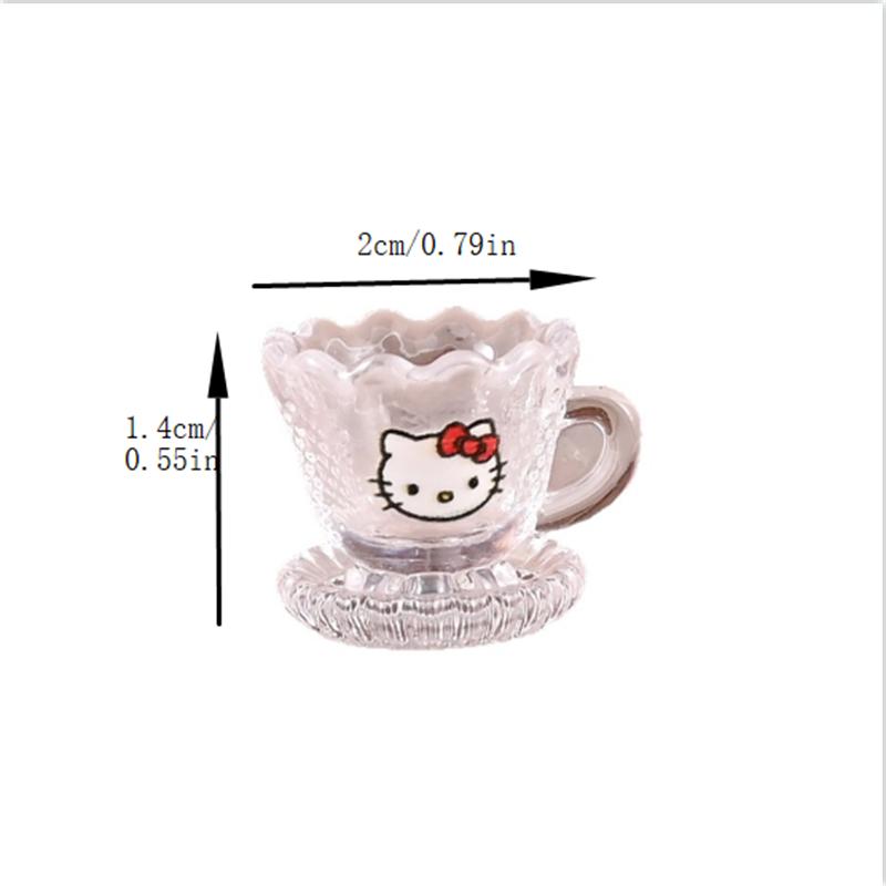 10 Set Dollhouse Miniature Hello Kitty Transparent Cup Models Dollhouse Living Room Scene Accessories Kids Pretend Play Toys Diy