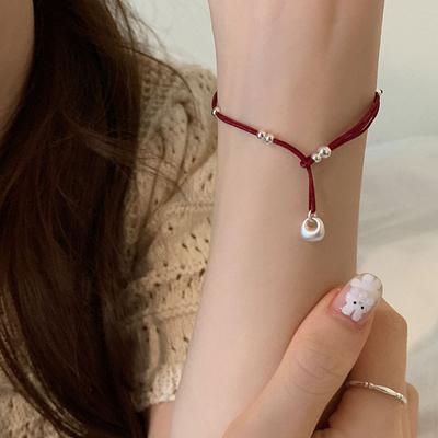 Xiaofutuo Rotes Seil Gewebtes Armband Damen Neu Chinesisch Leichter Luxus Retro Mode Personalisiert Trend Vielseitiges Armband Schmuck