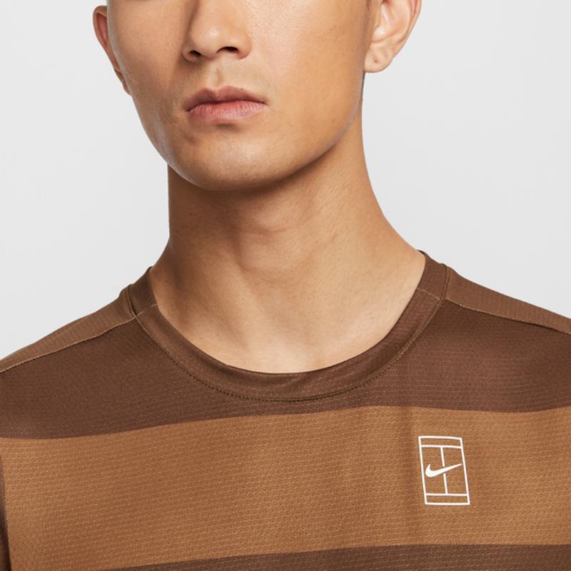 Nike Color Block Round Neck Short Sleeve T-Shirt Men Tops Off-White Brown FZ9846-259