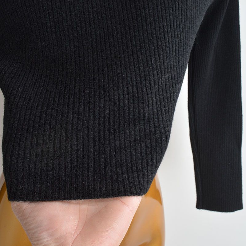 Fall and Winter New Arrival Pure Color Half Collar Pullover Sexy Cutout Knitwear Women's Clothing Loose Short Long Sleeve Bottoming Top