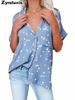 Summer Women's Clothing New Star Printed V-Neck Ruffled Batwing Short Sleeve