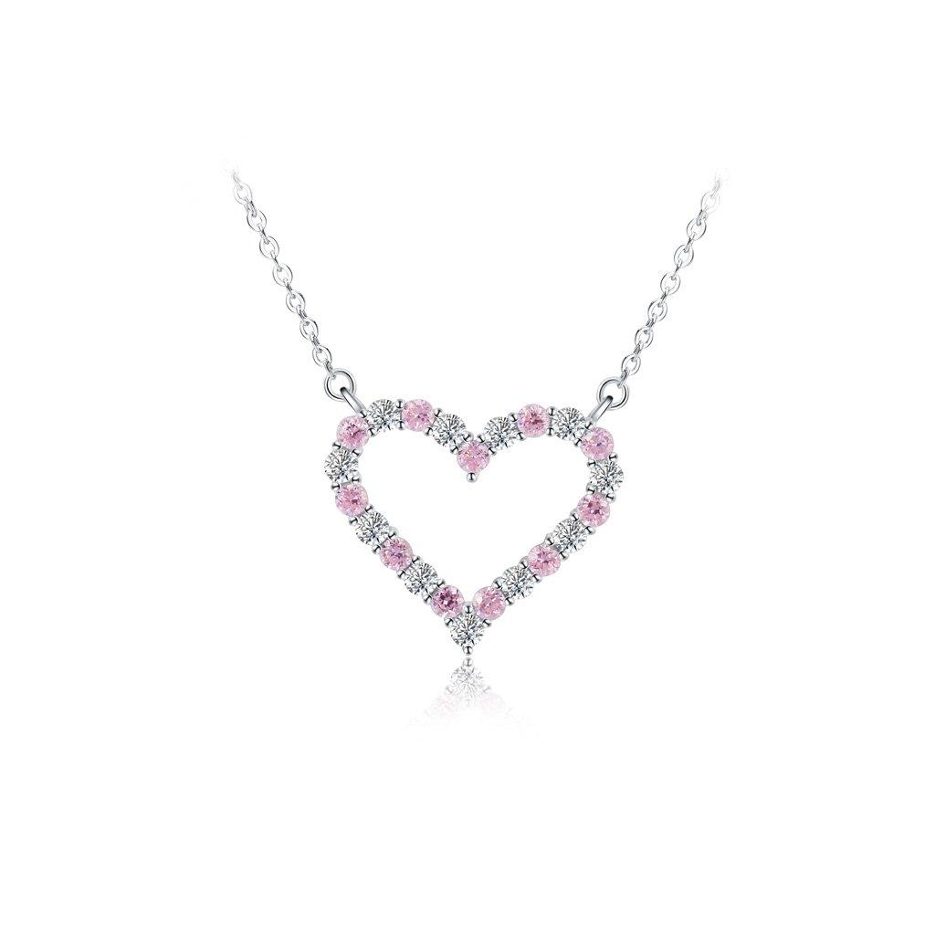 

IUHA Cubic Cute от аллергии на металл и обесцвечивания Розовый (ИИУА) [Открытое сердце] Ожерелье, цирконий, женский кулон, для взрослых, профилактика,
