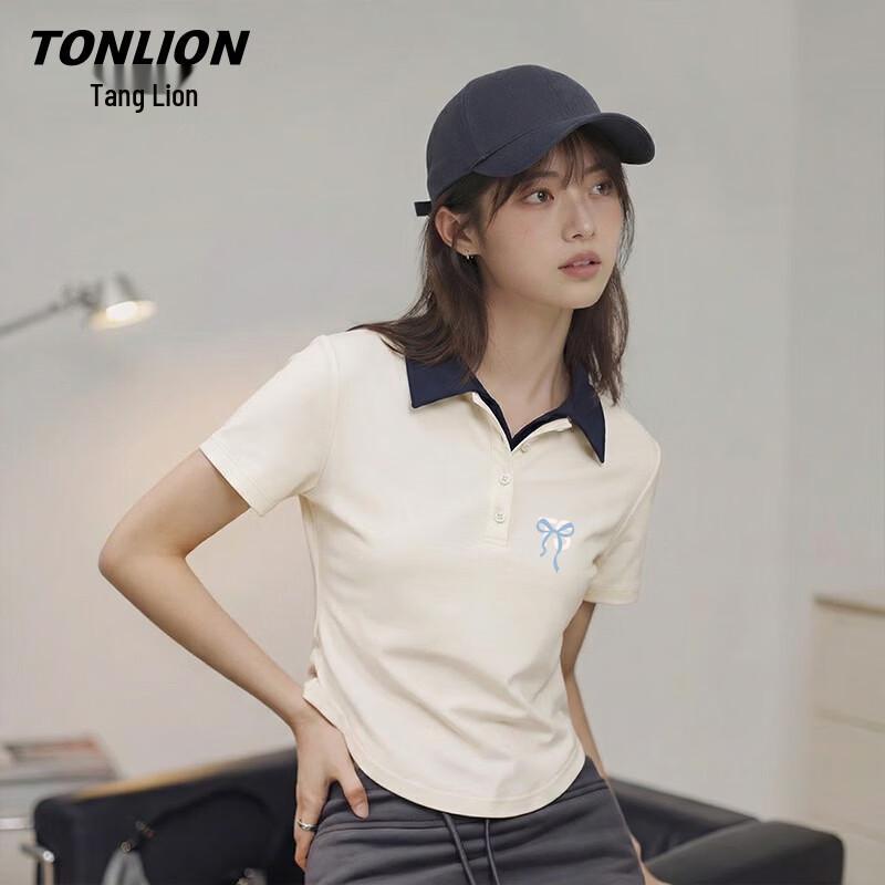 TonLion Women s Slim-Fit Faux Two-Piece Short Sleeve T-Shirt M