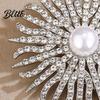 Wear-resistant Brooch Sunflower Pin for Women Rhinestones Inlaid Dress Coat