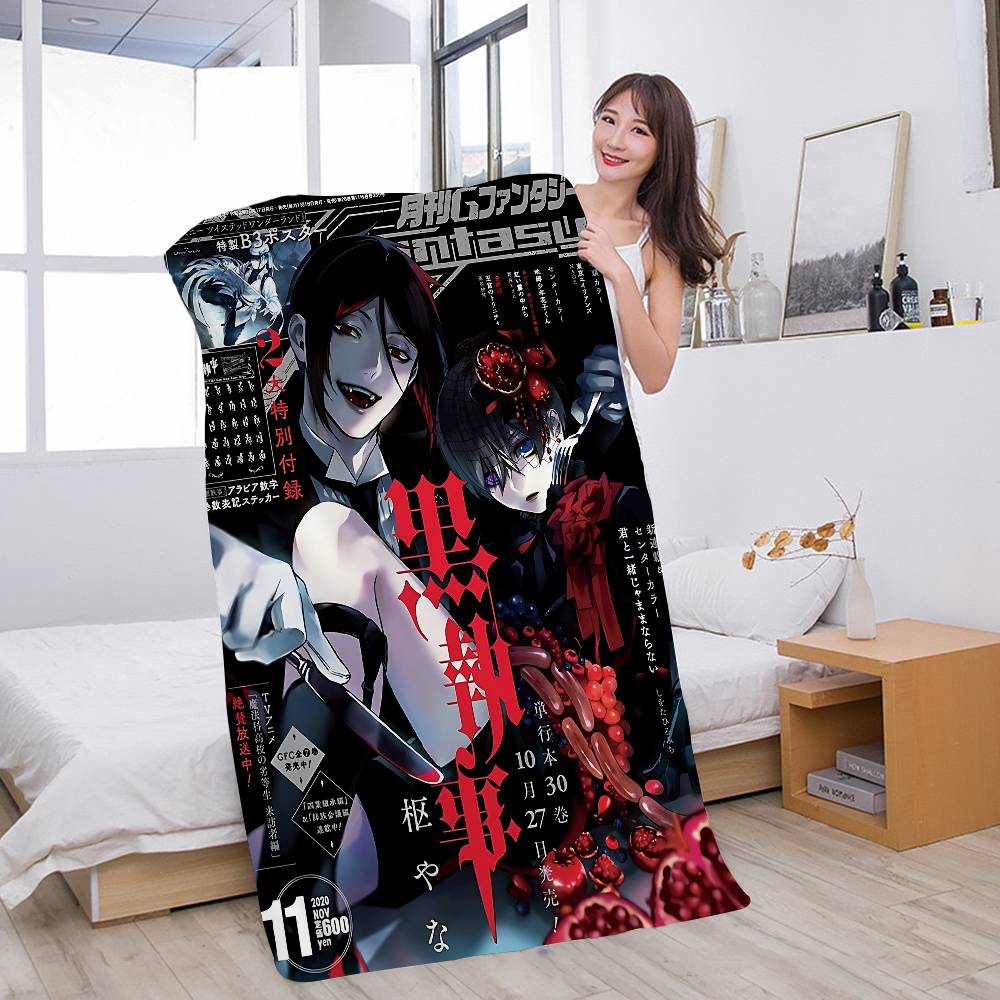 Japanese Anime Black Butler Beach Towel Colorful Bath Towels For Girl Microfiber Quick Dry Sand Free Beach Yoga Spa Gym