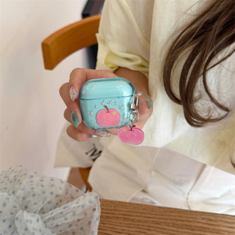 Japan and South Korea Through Blue Background Star Pink Apple AirPods 1 /pro1 Earphone Protective Case Two or Three Generations of New Models