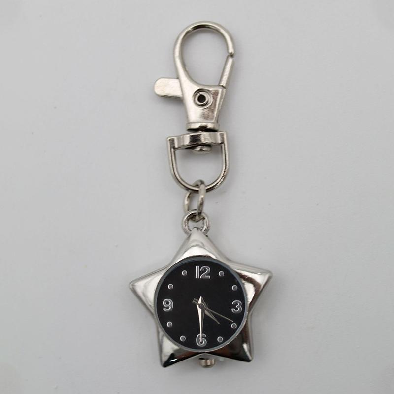 Star Pocket Watch Clock Keychain Zinc Alloy Trinkets Bag Charms Original Design Creative Pendant