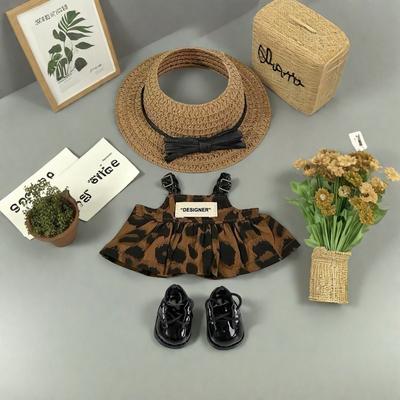 Mini Doll'S Clothes Outfit Accessories For Korea Kpop 15-17cm Labubu V1 V2 and 10cm Cotton Doll Leopard Print Dress Clothing