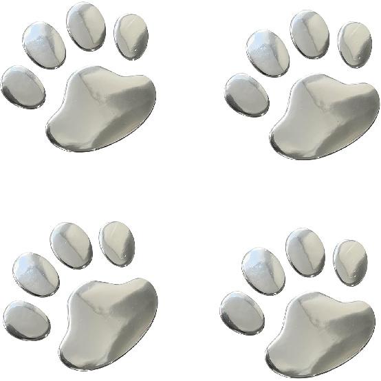 

LZLRUN 4PCS Black 3D Chrome Dog Paw Footprint Sticker Decal Auto Car Emblem Decal Decoration срібний