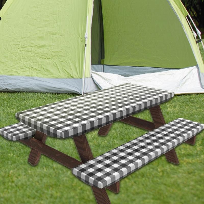 Elastic Table Protectors Outdoor Camping Picnic Rectangular Table Benches Cover Windproof Waterproofie Design