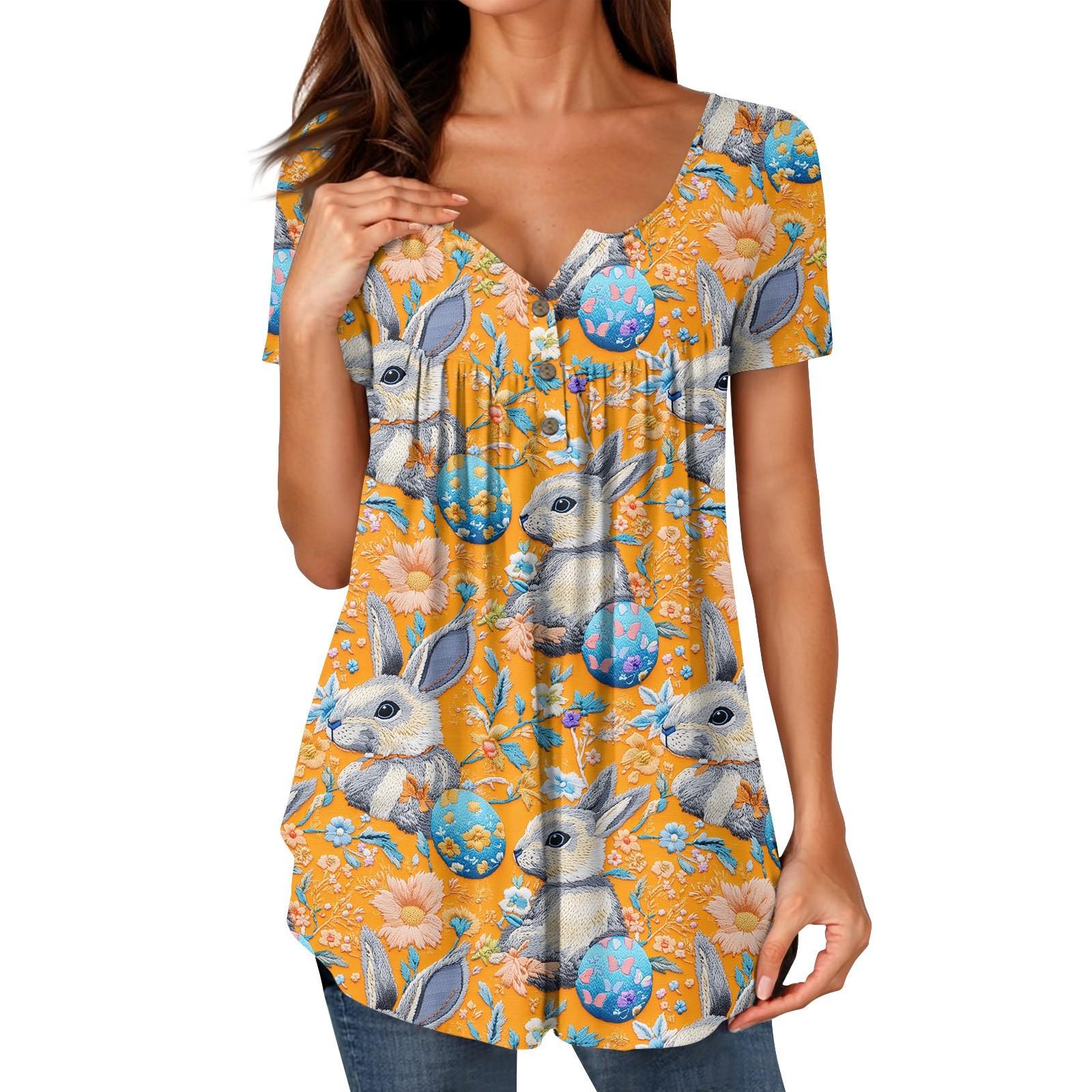 

Женские туники, топы, нарядные, повседневные, летние, с принтом, рубашки с коротким рукавом, свободный крой, плиссированный топ в стиле бохо XL оранжевый