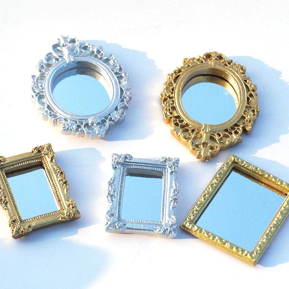 European Frame 1/12 Tiny Elegant Mini Dollhouse Mirror Ornament Furniture Miniature