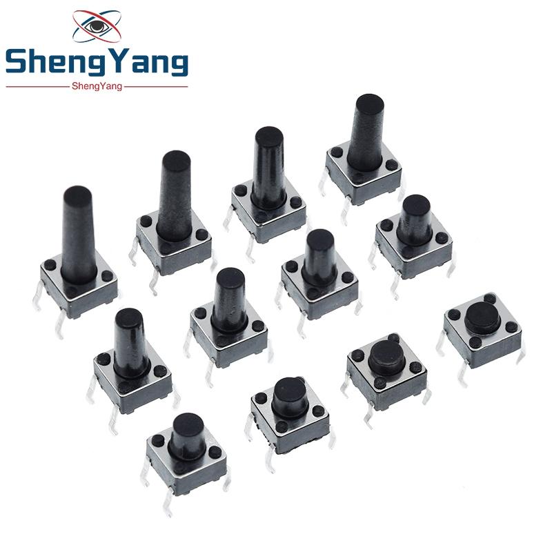 100/300pcs 6X6X5/4.3/5.5/6/7/8/9/10/13MM Tact Switch Push Button Switch 12V 4PIN DIP Micro Switch For TV/Toys/home use Button