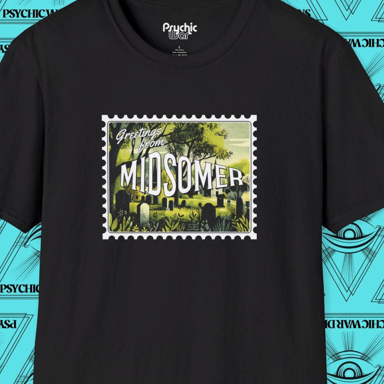 Midsomer Murders T-Shirt Retro Stamp Souvenir Tee Crime British TV Police Shirt John Nettles UK Mystery Classic Dark Humour Funny Sarcastic S
