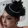 Černá síťovaná ozdoba hlavy Letuščí klobouk Francouzský temperament Perlová spona do vlasů Pro ženy