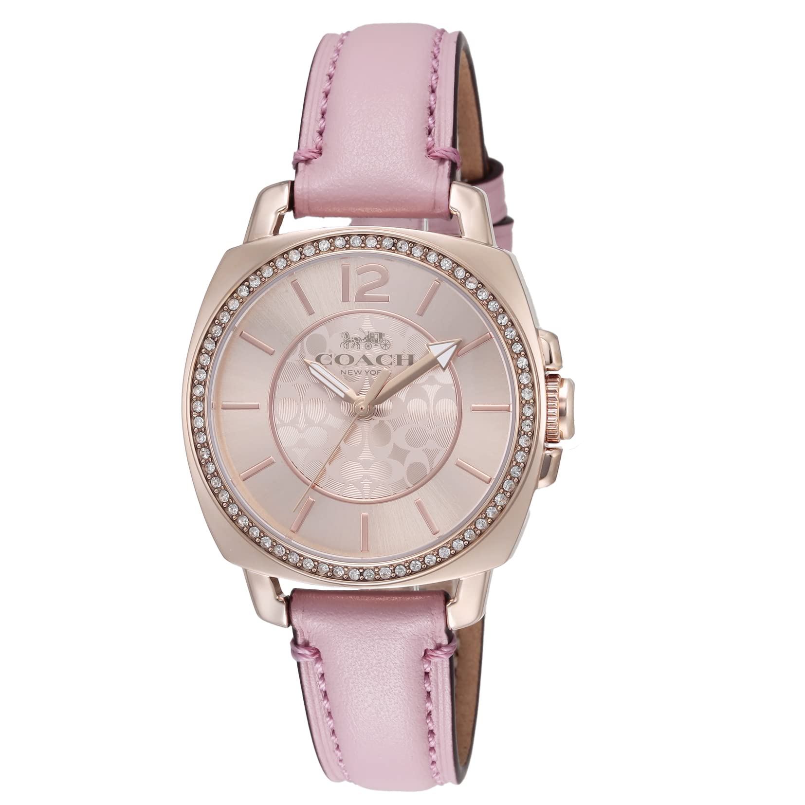 

Watch BOYFRIEND Pink Dial Stainless Steel Leather Quartz 34MM Watch 14503981 [Coach] Women s [Item] рожевий