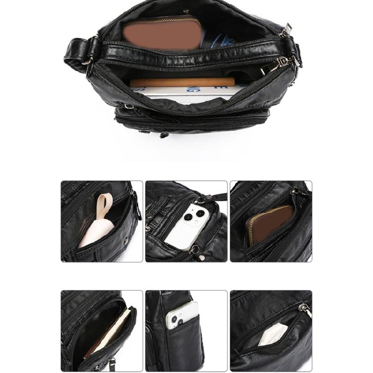 Leather Bag for Women Large Capacity Trendy Shoulder Bag Solid Color Bag