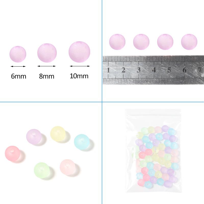 100-Piece Pack: Frosted Acrylic Macaron-Colored Round Beads with Hole for DIY Jewelry Making