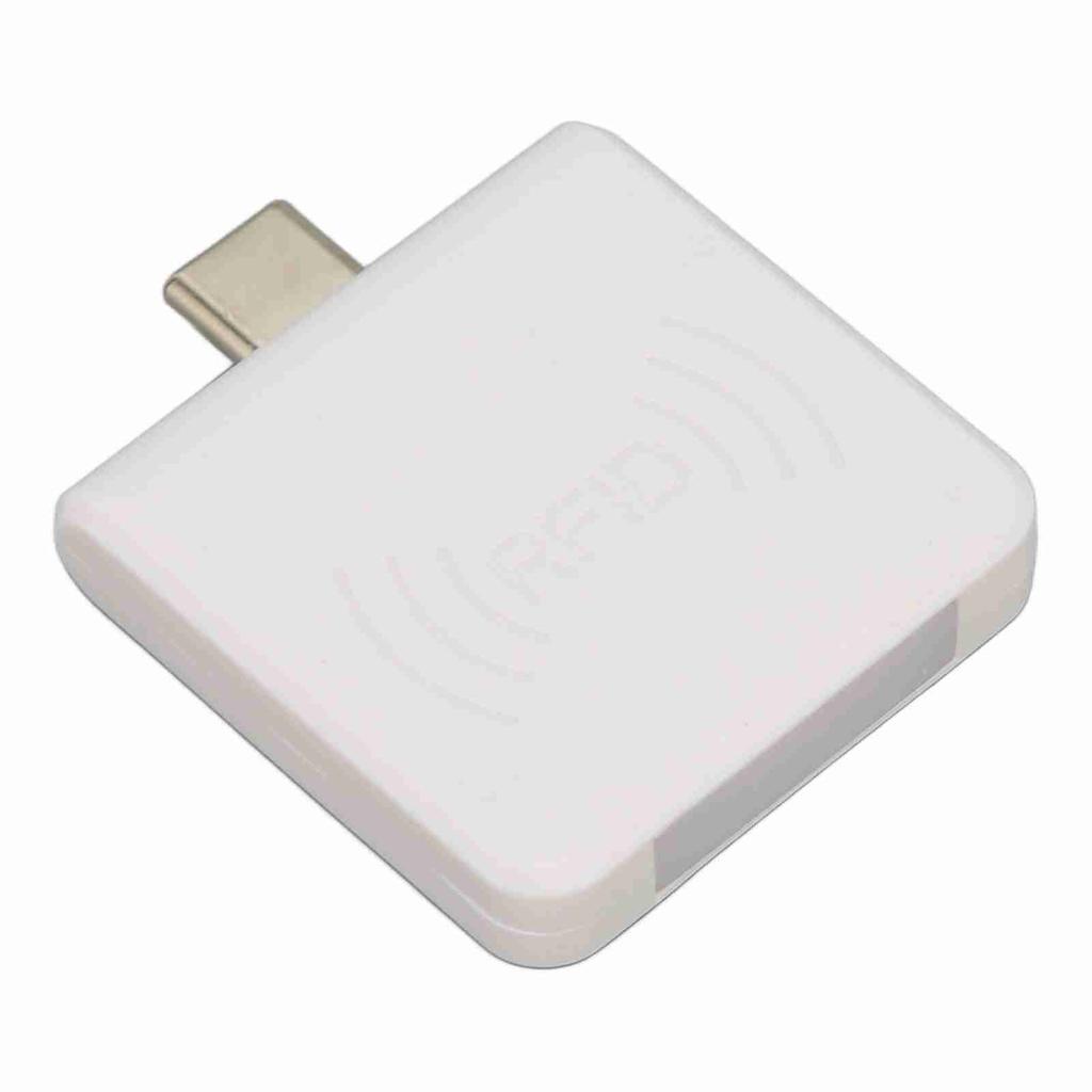 RFID ID Mobile Phone Card Reader Type C Interface 125Khz Portable Smart Card Reader White