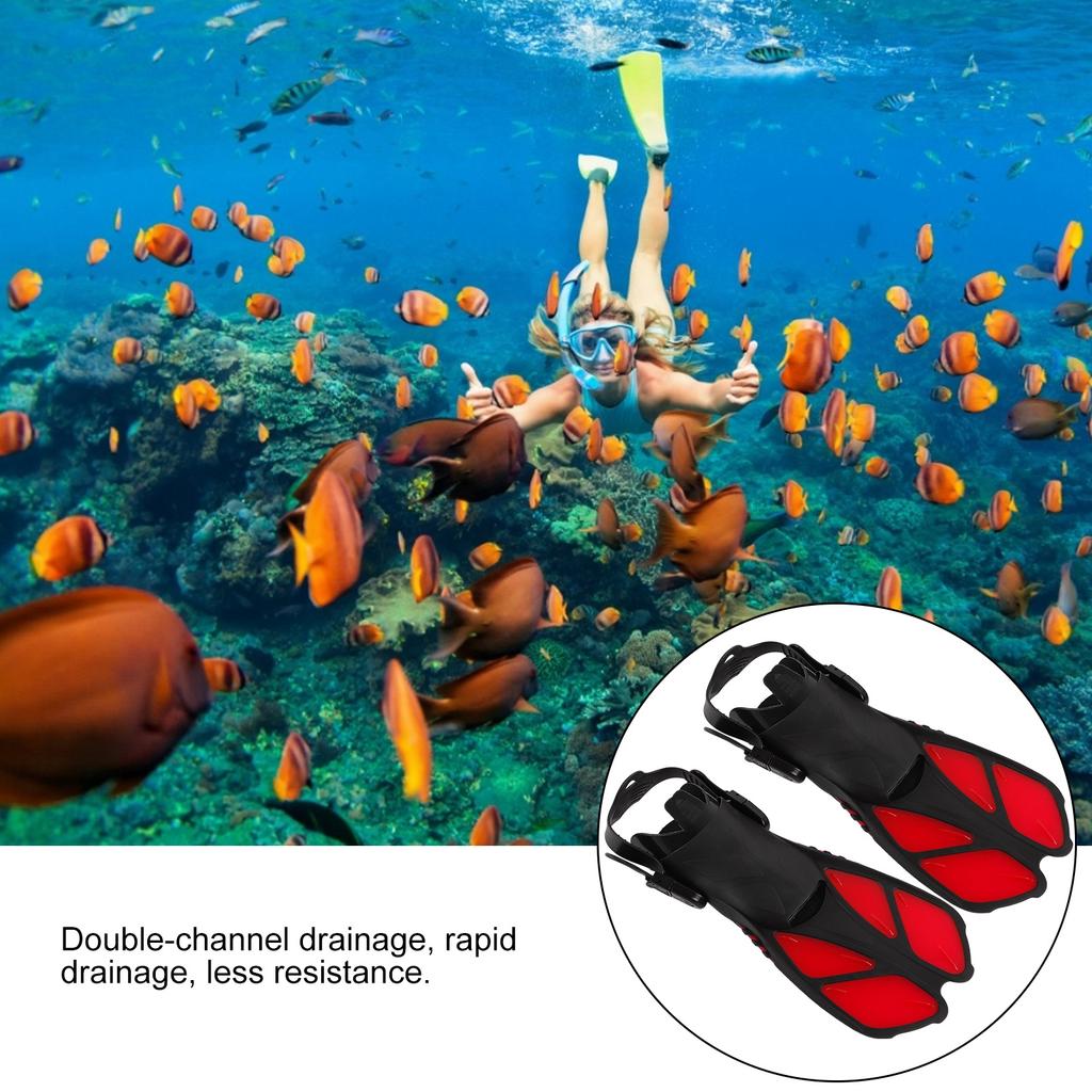 1 Pair Adjustable Swim Fins Soft TPR Open Heel Long Diving Flippers for Snorkeling