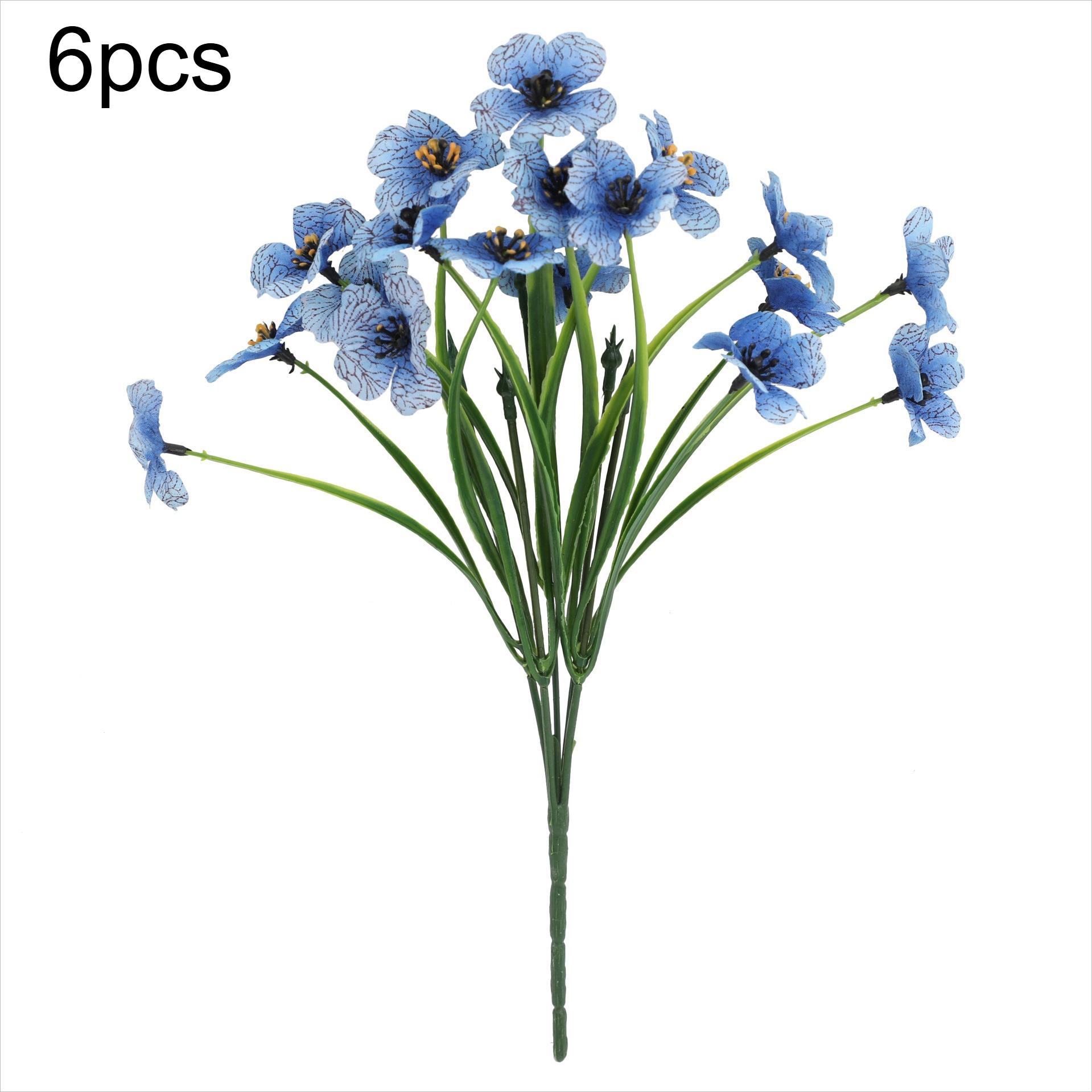 

6pcs Artificial Simulated Violet Flowers Faux Plant Home and Office Decor Artificial Floral Outdoor Garden and Patio Decorations