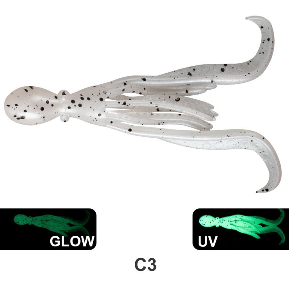 

9.5cm 5g Octopus Squid Lure Rubber Fishing Tackle 2024 Squid Skirt Lure 9.5cm 5g-White-3D