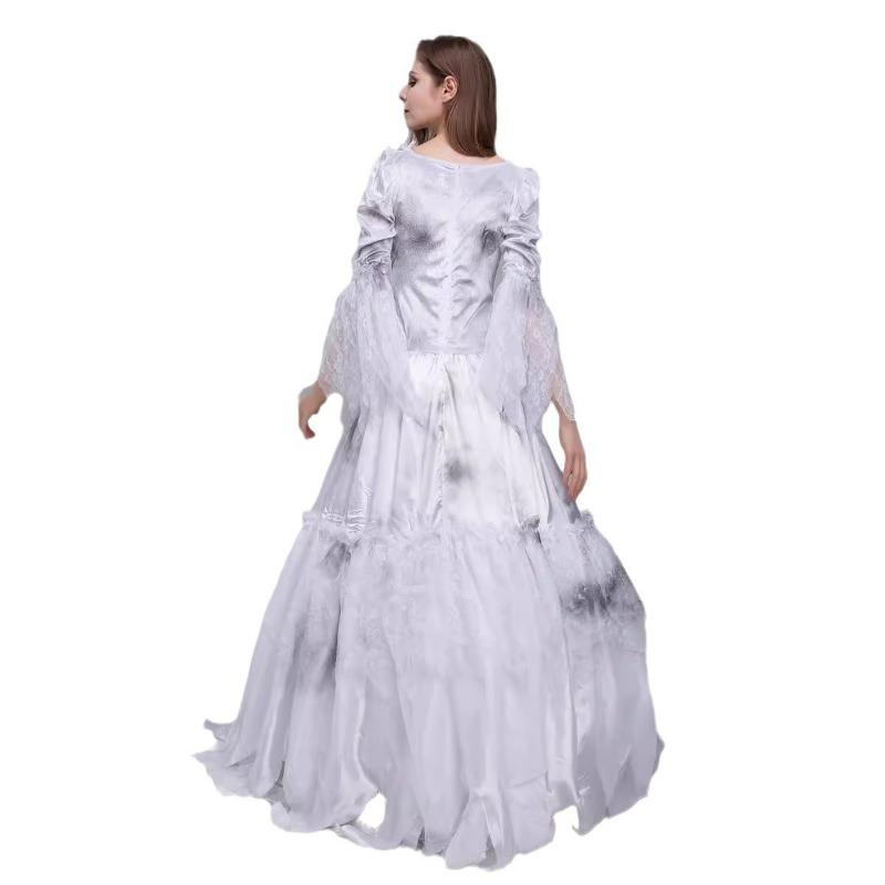 Halloween Ghost Bride Horror Vampire Adult White Ghost Dress Ghost Bride Costume