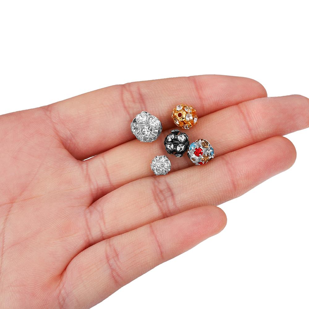 30 teile/los Kupfer Überzogene Glas Strass Ball Perle imitieren Kristall Runde Spacer Lose Perlen Für Armband Schmuck Machen Liefert