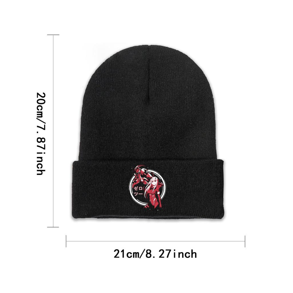 Zero Two Strelitzia Darling in The Franxx Strickmütze Beanies Herbst- und Wintermützen Warme Polyester-Hip-Hop-Caps für Unisex-Frauen Geschenk