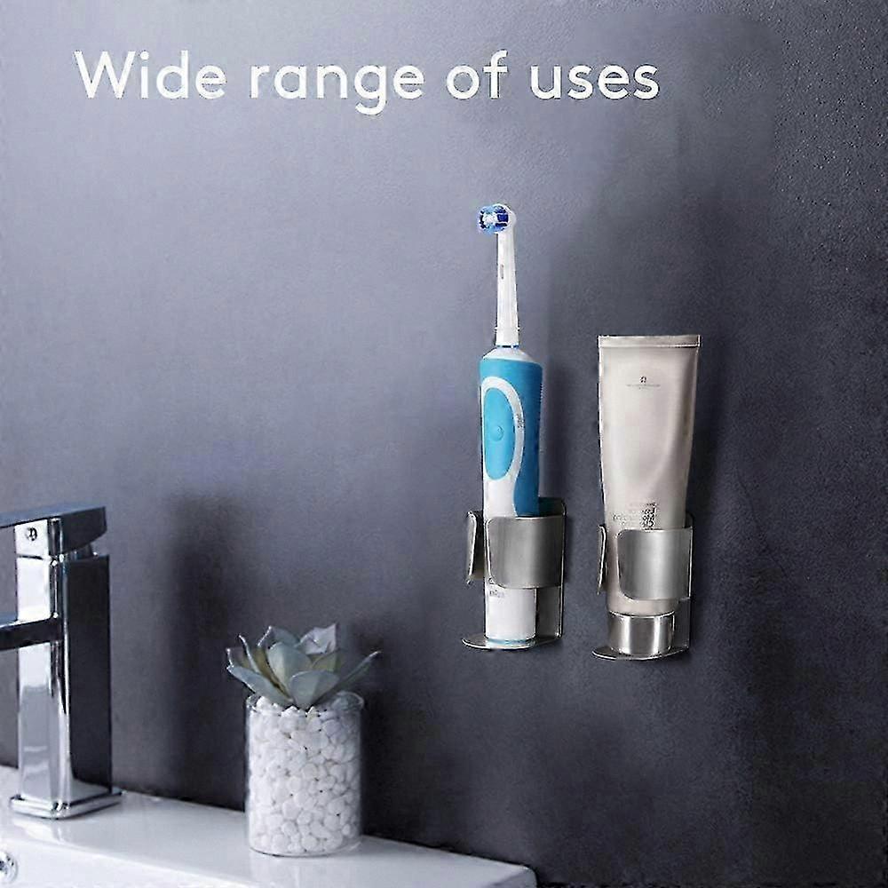 4-Pack Stainless Steel Toothbrush Holders, Self-Adhesive Wall Mounted Bathroom Organizer for Easy Storage