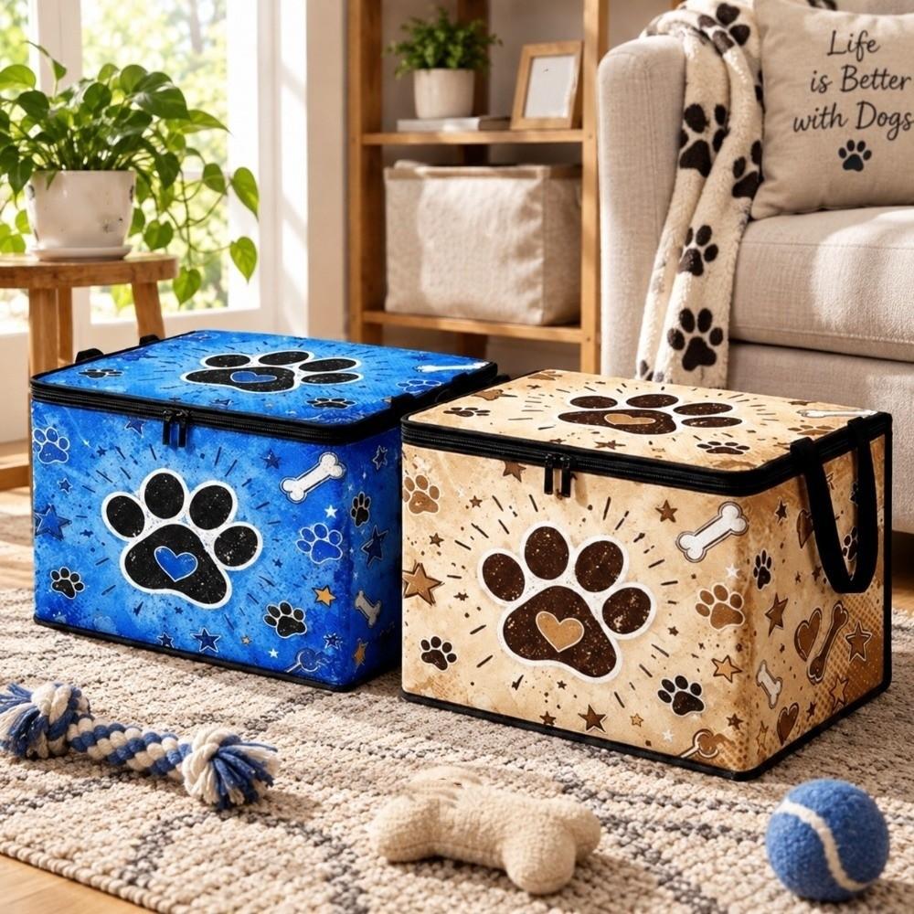 Dust-proof Paw Print Storage Box Large Capacity Fabric Storage Box Wardrobe Organizer for Home