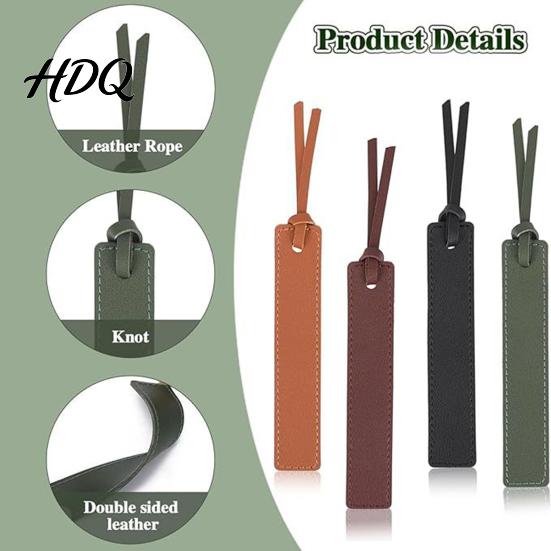 Book Accessories Faux Leather Bookmark Classic Stitched Bookmark with Rope Ultra-Thin Stationery