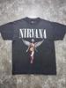 Nirvana In Utero Engel Grafik T-Shirt | Gewaschenes Schwarzes Vintage Grunge Shirt