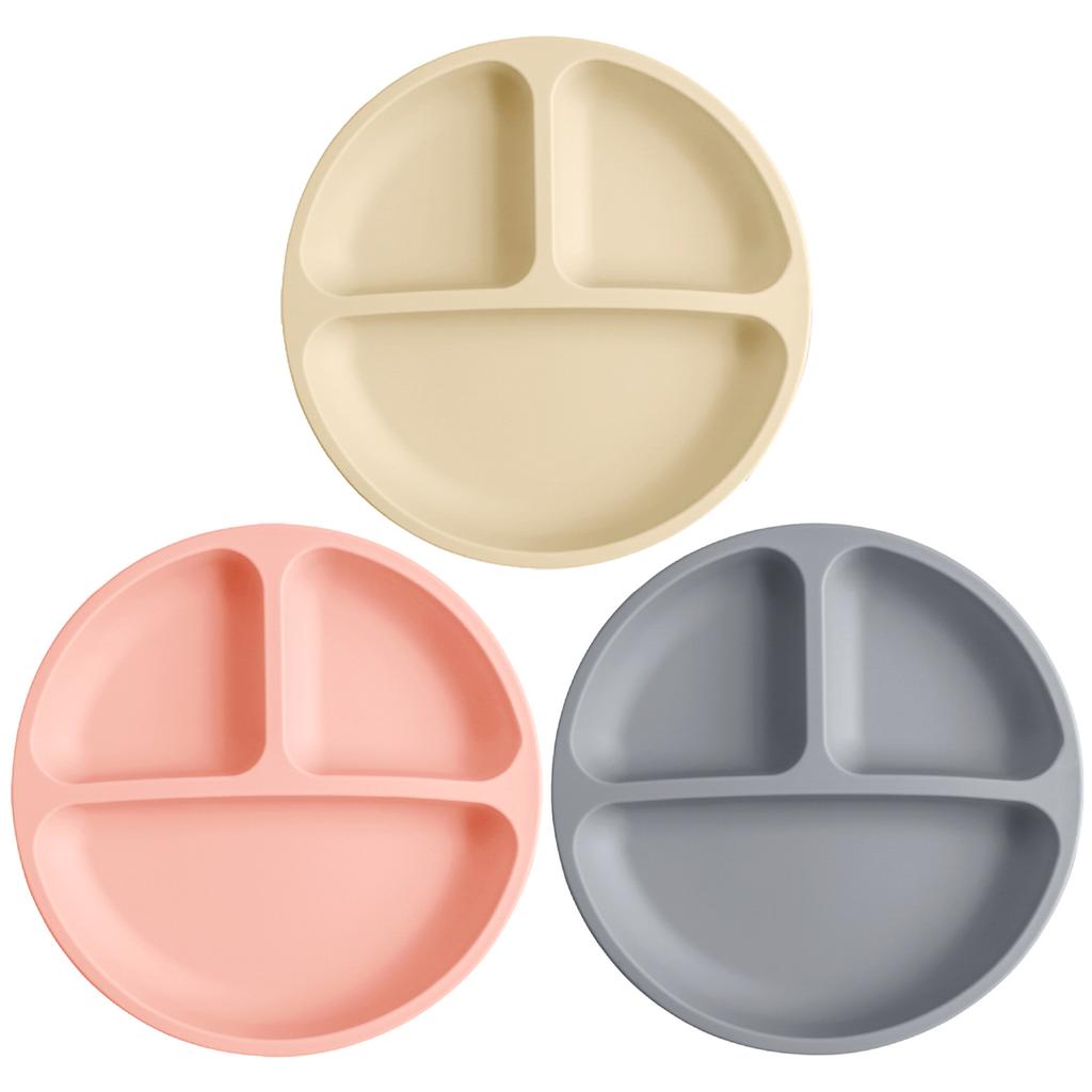 Color Kids 3PCS Silicone Baby Feeding Set With Suction Plate BPA Free Eco Friendly Training Tableware Toddler Weaning Utensils