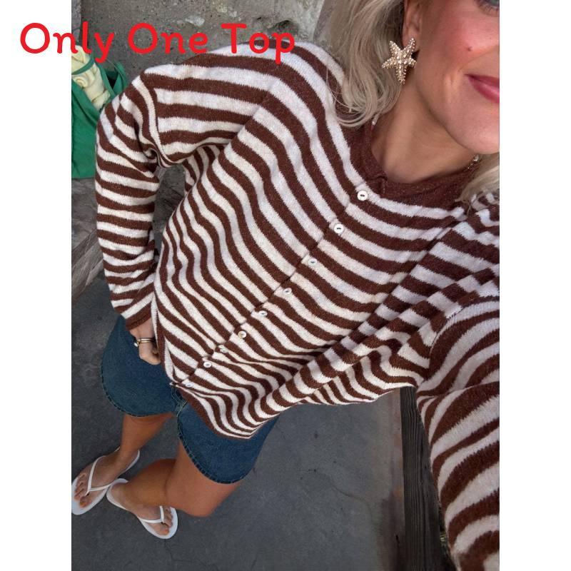 Cardigan in Maglia a Righe da Donna con Comfort Casual per l'Autunno