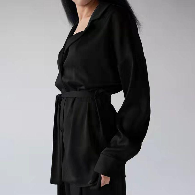 2022 New Ladies Satin Top + Trousers Casual Loose Pajama Set