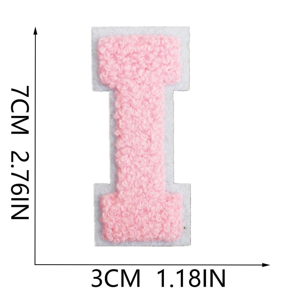 Roaring Sky A-Z Pink Chenille Embroidery Patch: 7cm Iron-on Sticker for Bags
